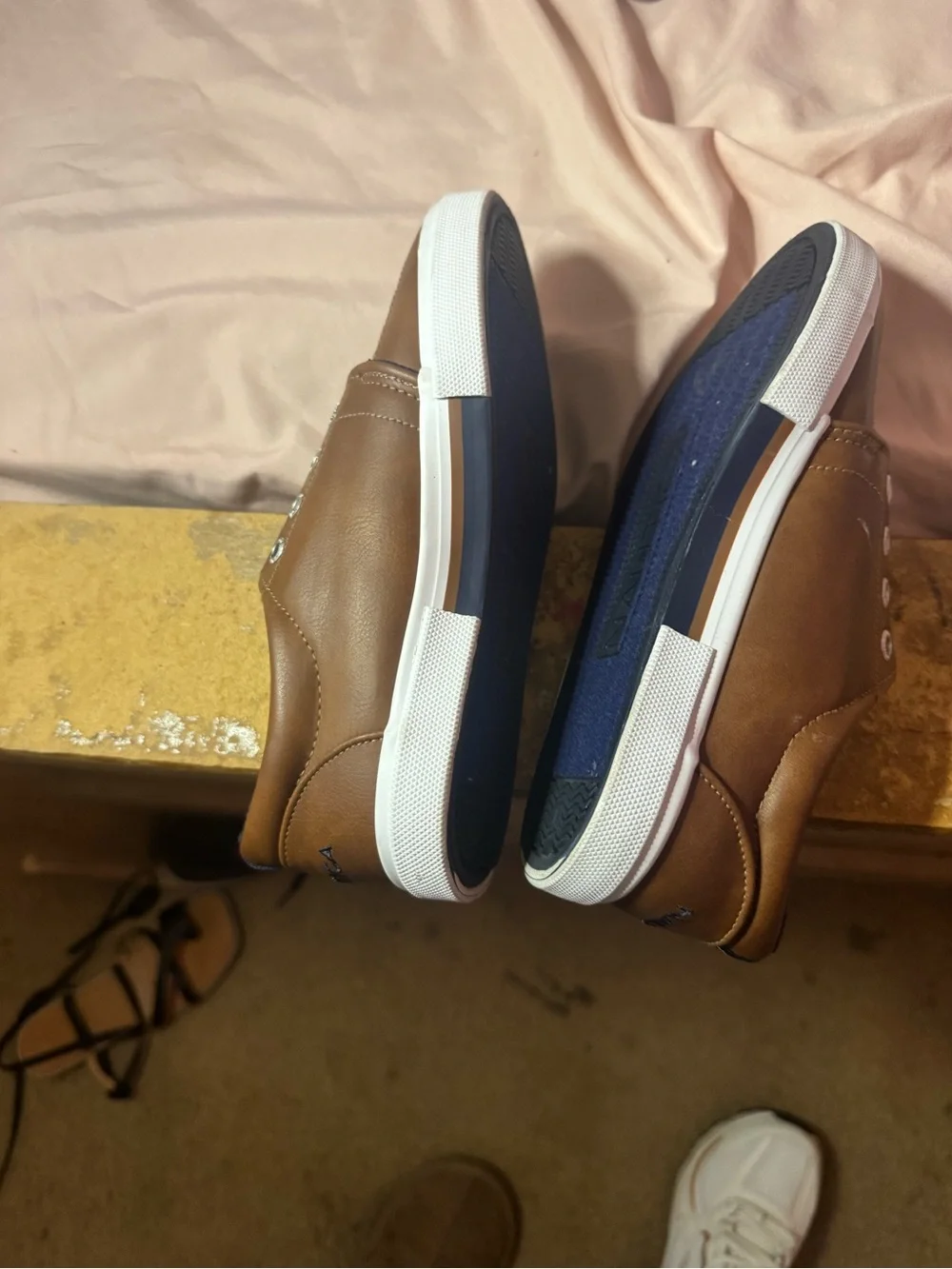 Nautica Brown Low-Top Slip-On Sneakers with White Soles